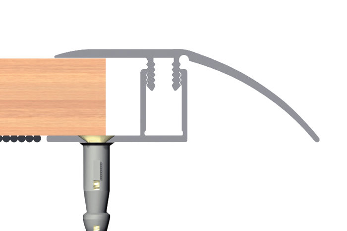 Gulvprofil topp alu - 2 x 52 mm x 1,8 m